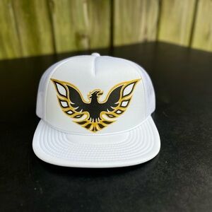 White Trucker Hat with Gold & Black Phoenix Emblem